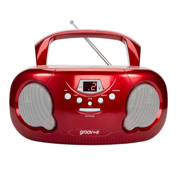 GROOVE BOOMBOX PORTABLE CD PLAYER WITH RADIO/AUX IN/HEADPHONE JACK